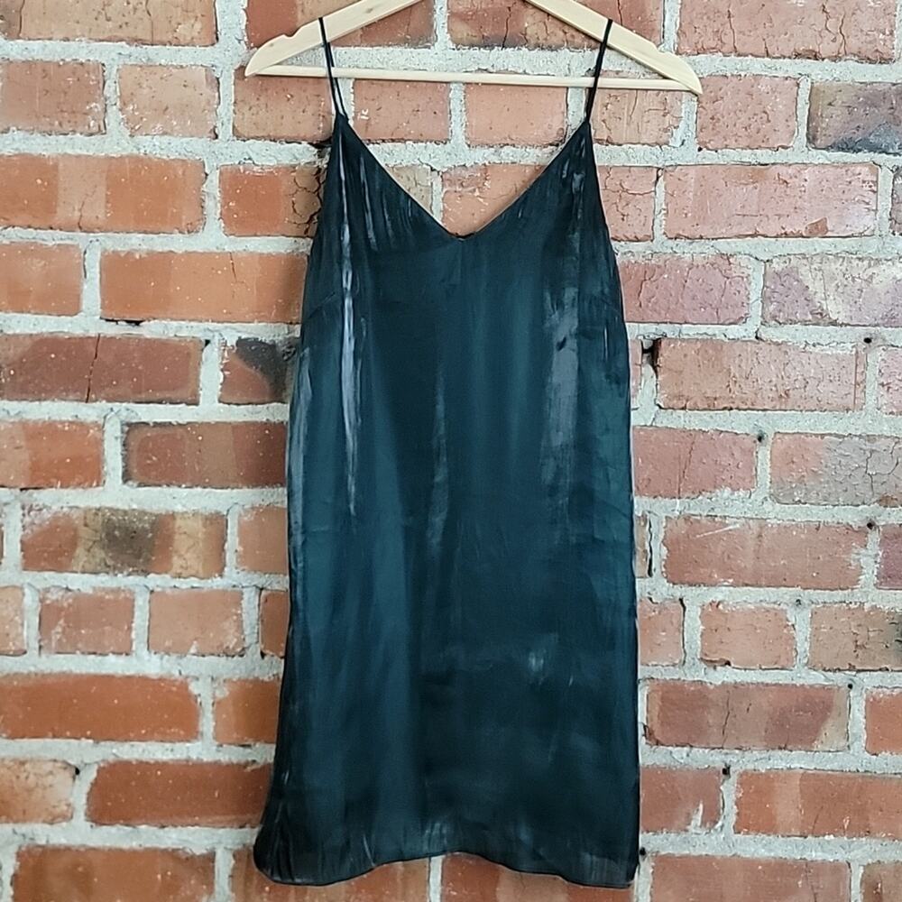 Aritzia Wilfred Satin Slip Mini Dress‎ in Green XS